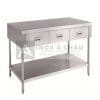 Bàn inox 2 tầng có 3 ngăn kéo