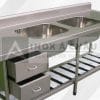 Chậu rửa inox 2 hộc có ngăn kéo