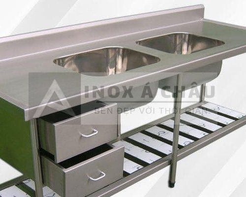 Chậu rửa inox 2 hộc có ngăn kéo